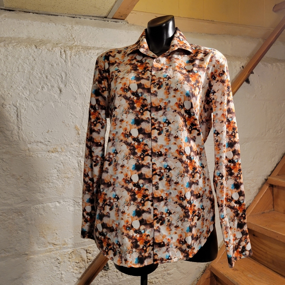 Zafiro Multicolor Cotton Button Long Sleeve Down Men's Shirt